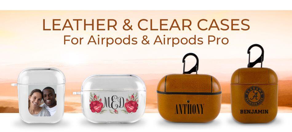 Leather & clear cases for airpods & airpods pro