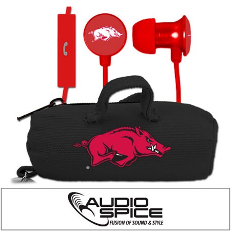 Arkansas Razorbacks Scorch Earbuds + Mic with BudBag
