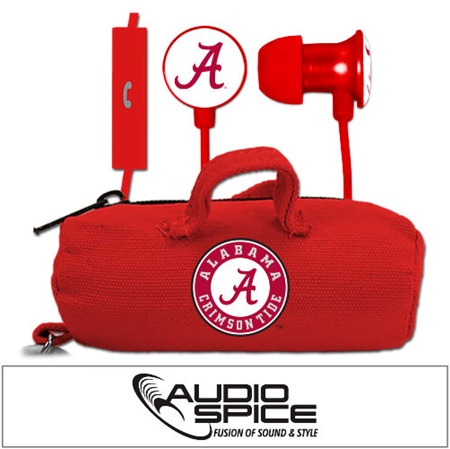 Alabama Crimson Tide Scorch Earbuds + Mic with BudBag
