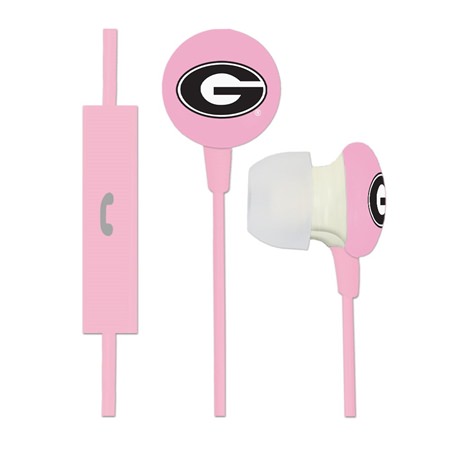 Georgia Bulldogs Pink Ignition Earbuds + Mic
