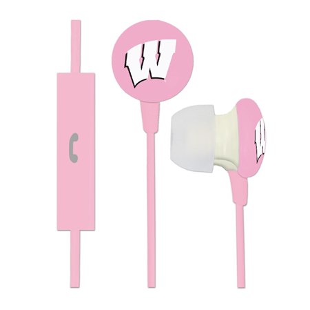 Wisconsin Badgers Pink Ignition Earbuds + Mic
