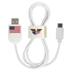 
American Flag Collection Micro USB Cable with QuikClip