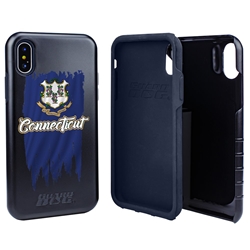 
Guard Dog Connecticut Torn State Flag Hybrid Phone Case for iPhone X / Xs