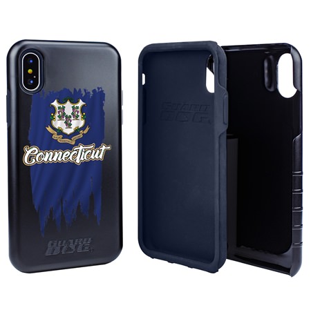 Guard Dog Connecticut Torn State Flag Hybrid Phone Case for iPhone X / Xs
