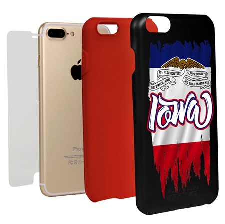 Guard Dog Iowa Torn State Flag Hybrid Phone Case for iPhone 7 Plus / 8 Plus
