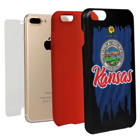Guard Dog Kansas Torn State Flag Hybrid Phone Case for iPhone 7 Plus / 8 Plus
