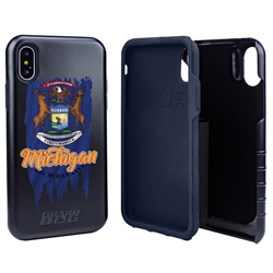 
Guard Dog Michigan Torn State Flag Hybrid Phone Case for iPhone X / Xs