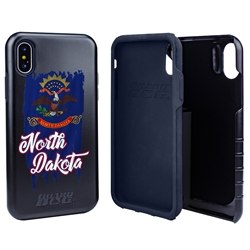 
Guard Dog North Dakota Torn State Flag Hybrid Phone Case for iPhone X / Xs