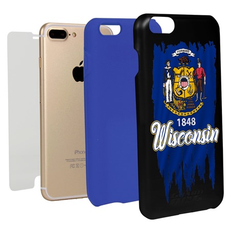 Guard Dog Wisconsin Torn State Flag Hybrid Phone Case for iPhone 7 Plus / 8 Plus
