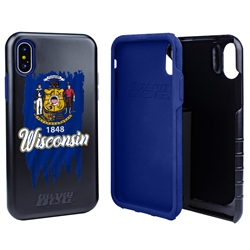 
Guard Dog Wisconsin Torn State Flag Hybrid Phone Case for iPhone X / Xs