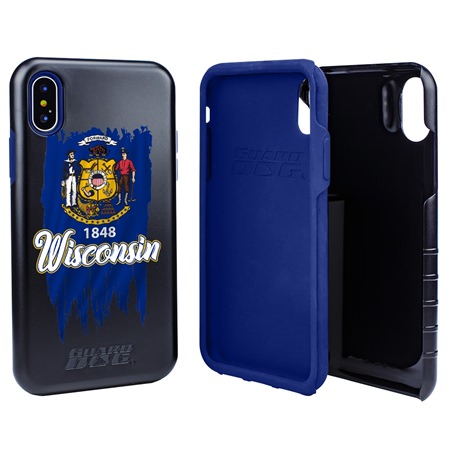 Guard Dog Wisconsin Torn State Flag Hybrid Phone Case for iPhone X / Xs
