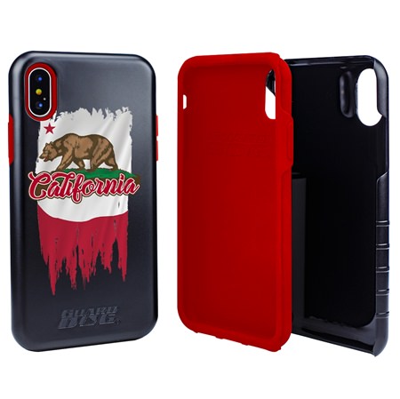 Guard Dog California Torn State Flag Hybrid Phone Case for iPhone X / Xs
