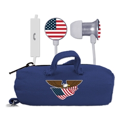 
American Flag Collection Scorch Earbuds Mic with BudBag