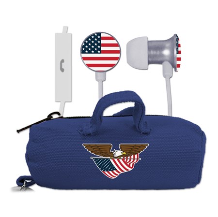 American Flag Collection Scorch Earbuds Mic with BudBag
