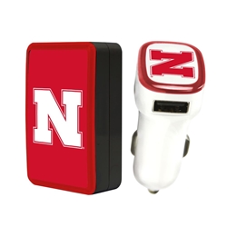 
Nebraska Cornhuskers Wall Charger / Car Charger Pack