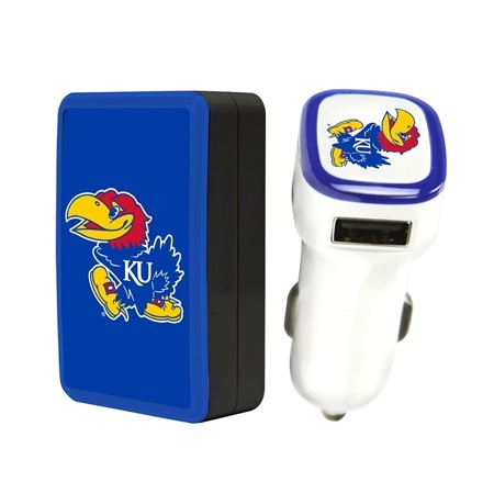 Kansas Jayhawks Wall Charger / Car Charger Pack
