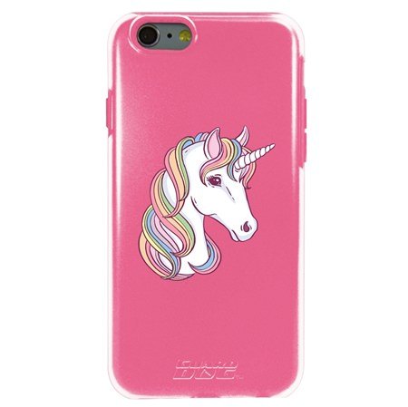 Guard Dog Rainbow Unicorn Hybrid Phone Case for iPhone 6 Plus / 6s Plus , Clear with Pink Silicone
