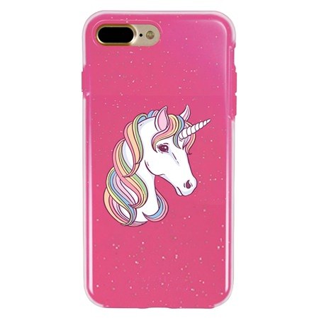 Guard Dog Rainbow Unicorn Hybrid Phone Case for iPhone 7 Plus / 8 Plus , Clear with Pink Silicone
