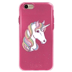 
Guard Dog Rainbow Unicorn Hybrid Phone Case for iPhone 7/8/SE , Clear with Pink Silicone