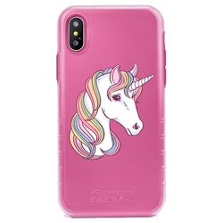 
Guard Dog Rainbow Unicorn Hybrid Phone Case for iPhone X / XS , Clear with Pink Silicone