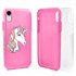 Guard Dog Rainbow Unicorn Hybrid Phone Case for iPhone XR , Clear with Pink Silicone
