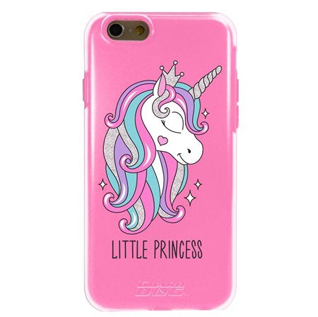 Guard Dog Little Princess Unicorn Hybrid Phone Case for iPhone 6 / 6s , Clear with Pink Silicone
