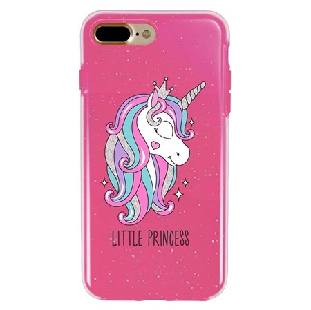 Guard Dog Little Princess Unicorn Hybrid Phone Case for iPhone 7 Plus / 8 Plus , Clear with Pink Silicone
