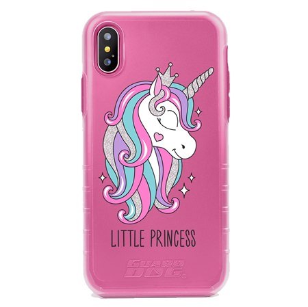 Guard Dog Little Princess Unicorn Hybrid Phone Case for iPhone XS Max , Clear with Pink Silicone
