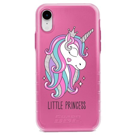 Guard Dog Little Princess Unicorn Hybrid Phone Case for iPhone XR , Clear with Pink Silicone

