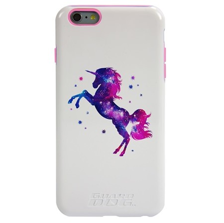 Guard Dog Unicorn Stallion Hybrid Phone Case for iPhone 6 Plus / 6s Plus , White with Pink Silicone
