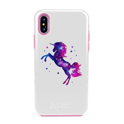 
Guard Dog Unicorn Stallion Hybrid Phone Case for iPhone XS Max , White with Pink Silicone