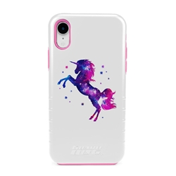
Guard Dog Unicorn Stallion Hybrid Phone Case for iPhone XR , White with Pink Silicone