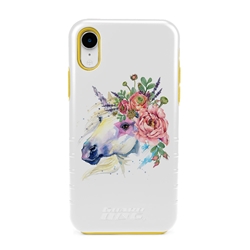 
Guard Dog Starry Eye Unicorn Hybrid Phone Case for iPhone XR , White with Yellow Silicone
