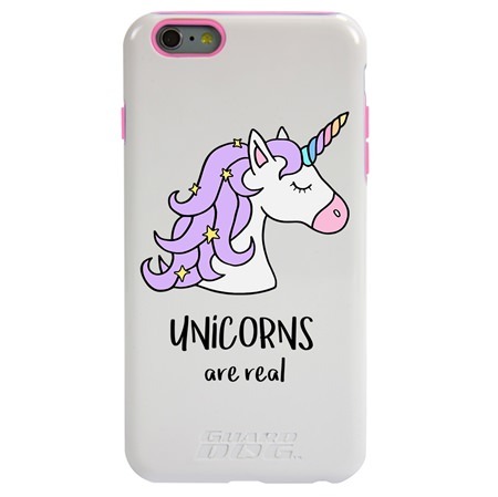 Guard Dog Unicorns Are Real Hybrid Phone Case for iPhone 6 Plus / 6s Plus , White with Pink Silicone
