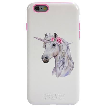 Guard Dog Unicorn Maiden Hybrid Phone Case for iPhone 6 Plus / 6s Plus , White with Pink Silicone
