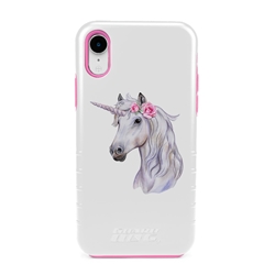 
Guard Dog Unicorn Maiden Hybrid Phone Case for iPhone XR , White with Pink Silicone