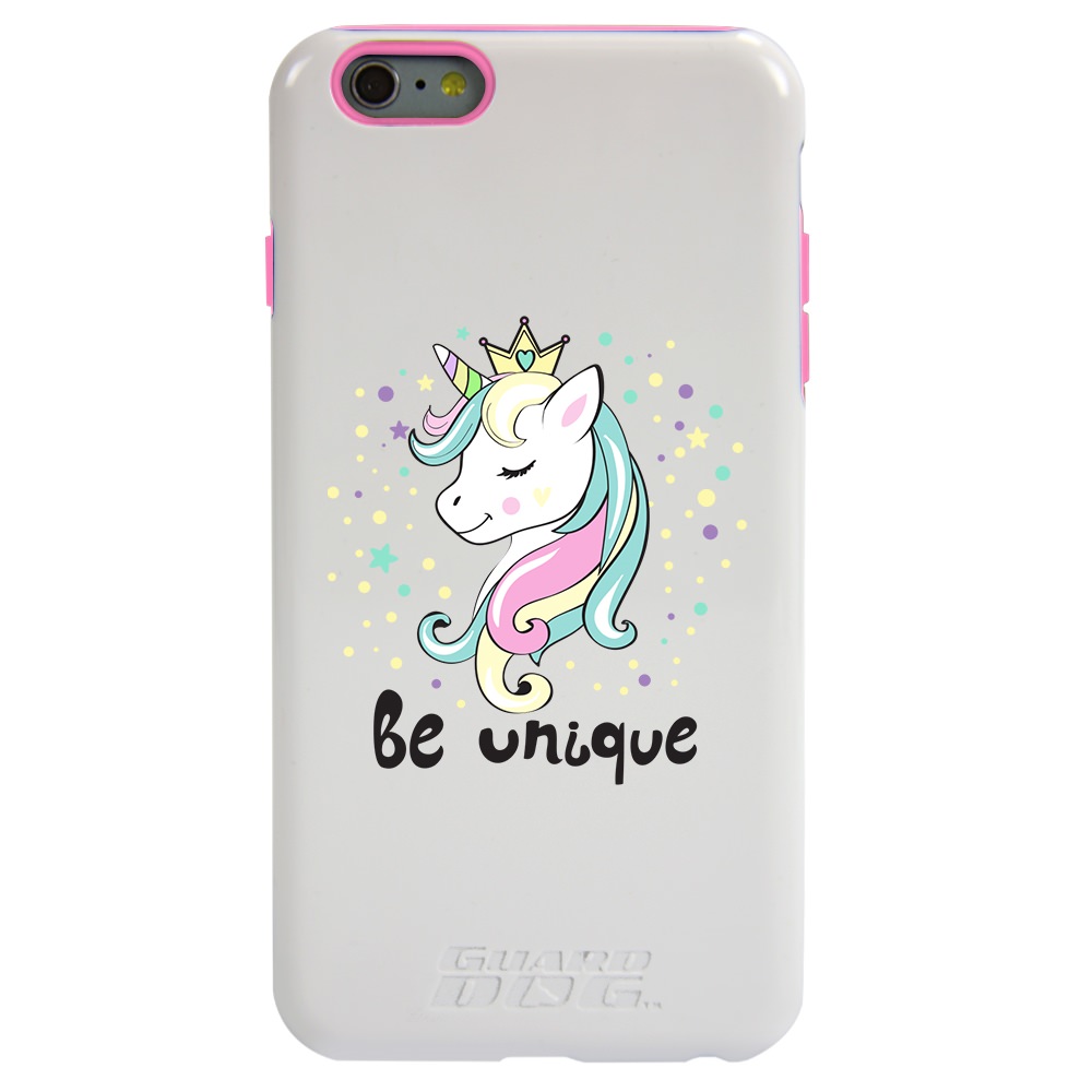 Dog Be Unique Phone Case for iPhone 6 / 6s Plus , White with Pink Silicone - MobileMars