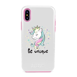 
Guard Dog Be Unique Unicorn Hybrid Phone Case for iPhone X / XS , White with Pink Silicone