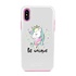 Guard Dog Be Unique Unicorn Hybrid Phone Case for iPhone X / XS , White with Pink Silicone
