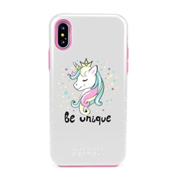
Guard Dog Be Unique Unicorn Hybrid Phone Case for iPhone XS Max , White with Pink Silicone