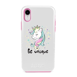 
Guard Dog Be Unique Unicorn Hybrid Phone Case for iPhone XR , White with Pink Silicone