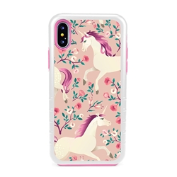 
Guard Dog Dancing Unicorns Hybrid Phone Case for iPhone X / XS , White with Pink Silicone
