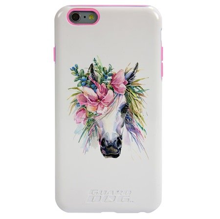 Guard Dog Spring Flowers Unicorn Hybrid Phone Case for iPhone 6 Plus / 6s Plus , White with Pink Silicone
