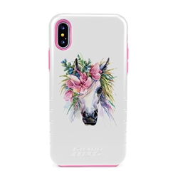 
Guard Dog Spring Flowers Unicorn Hybrid Phone Case for iPhone XS Max , White with Pink Silicone