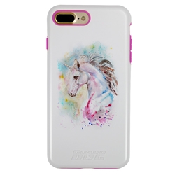 
Guard Dog Watercolor Unicorn Hybrid Phone Case for iPhone 7 Plus / 8 Plus , White with Pink Silicone