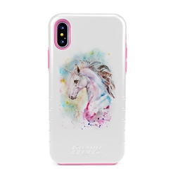 
Guard Dog Watercolor Unicorn Hybrid Phone Case for iPhone XS Max , White with Pink Silicone
