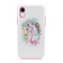 Guard Dog Watercolor Unicorn Hybrid Phone Case for iPhone XR , White with Pink Silicone
