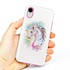 Guard Dog Watercolor Unicorn Hybrid Phone Case for iPhone XR , White with Pink Silicone
