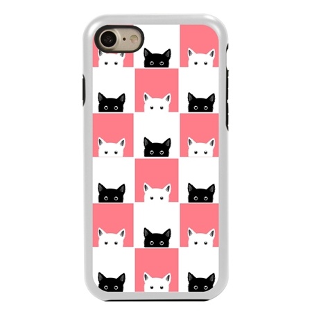 Guard Dog Checkerboard Kitties Hybrid Phone Case for iPhone 7/8/SE 
