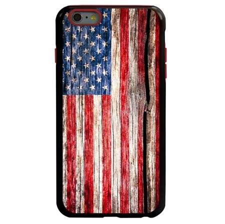 Guard Dog Land of Liberty Rugged American Flag Hybrid Phone Case for iPhone 6 Plus / 6s Plus , Black
